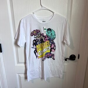 Marvel Comics Avengers Graphic T-Shirt White Small Hulk Thor Spider-Man New‎